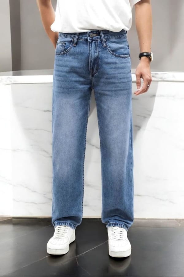 Quần jean Lembox màu xanh wash - Ảnh 6