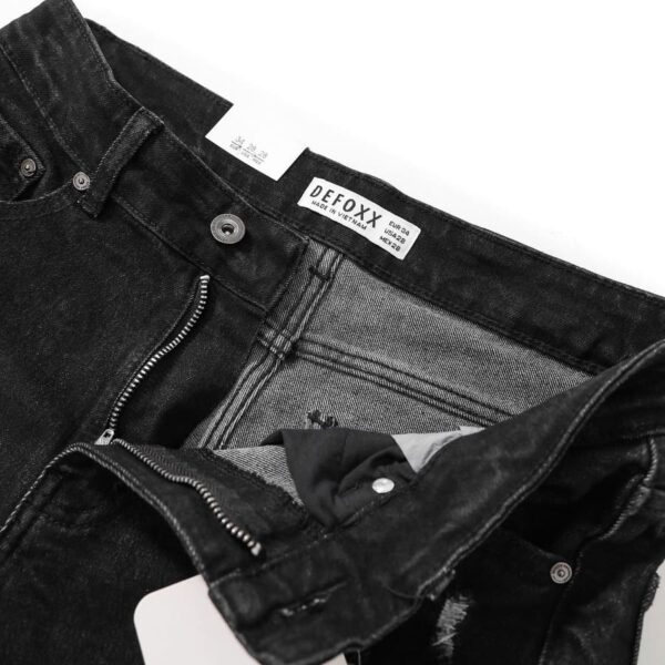 Quần short jean DEFOXX đen wash rách - Ảnh 5