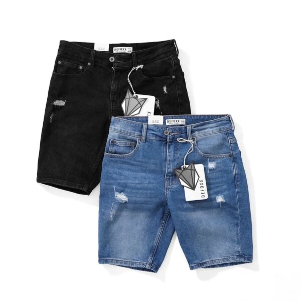 Quần short jean defoxx xanh wash rách - Ảnh 6